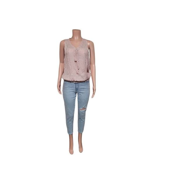 Women's Rose tie front v neck sleeveless top size M - Picture 4 of 4